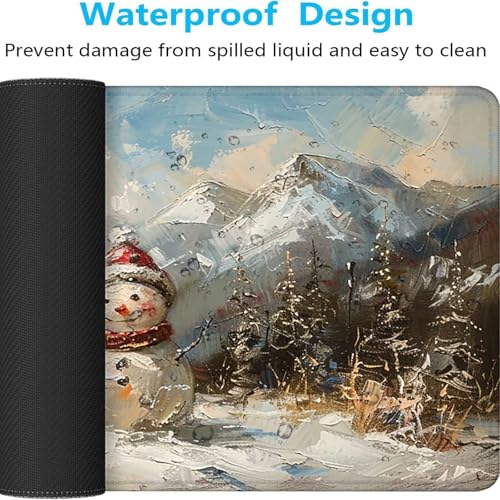 Mauspad XXL 140 x 60cm Gaming Mousepad mit Vernähte Kanten - rutschfest Mouse Pad - für PC mit Glatter Oberfläche Mauspad, Mousepad Rot Schneemann, Maus Pad für alle Maustypen PjY12352 7-Y Bild 5