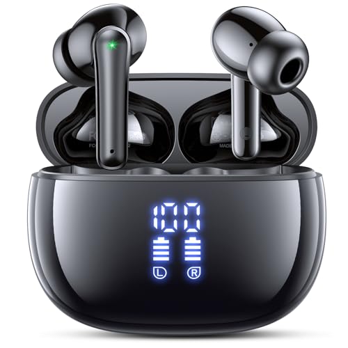 ZIUTY Bluetooth 5.3 Kopfhörer Kabellos, In Ear Bluetooth Kopfhörer mit 4 ENC Mikrofonen, 48 Std Spielzeit, LED Anzeige, HiFi Stereo Sound, IPX7 wasserdichte Sport Kopfhörer – Schwarz Bild 1