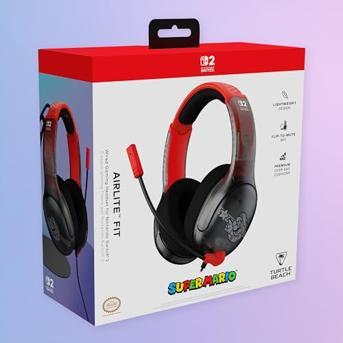 Turtle Beach Airlite Fit Kabelgebundenes Gaming-Headset – Offiziell für Nintendo Switch 1 und 2 lizenziert, robust, leicht, Mario Star Bild 7