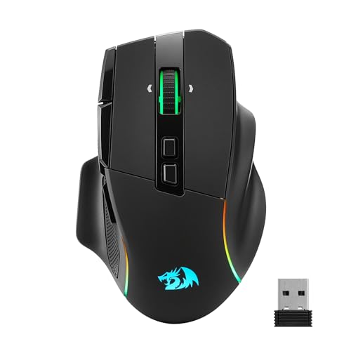 Redragon M925 PRO Kabellose Gaming-Maus, 26.000 DPI Optisch RGB Maus 10 programmierbaren Tasten, ultraschnelles Scrollrad, Software unterstützt individuelle Tastenbelegung & DPI-Einstellung, Schwarz Bild 1