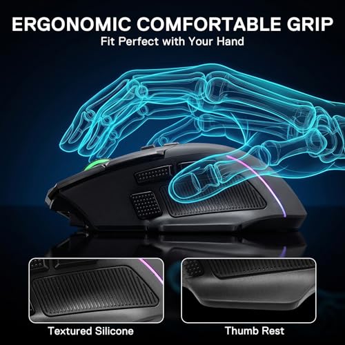 Redragon M925 PRO Kabellose Gaming-Maus, 26.000 DPI Optisch RGB Maus 10 programmierbaren Tasten, ultraschnelles Scrollrad, Software unterstützt individuelle Tastenbelegung & DPI-Einstellung, Schwarz Bild 5