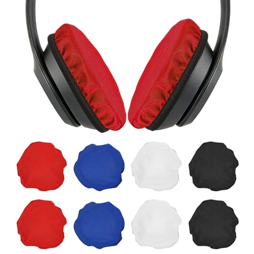 sourcing map 4 Paar Kopfhörer-Ohrpolster (6,1 cm - 8,4 cm) – Universeller Stoff, waschbar, dehnbar, Headset-Ohrpolster, Stoffbezug für Fitnessstudio/Gaming, passend für die meisten On-Ear-Kopfhörer Bild 1