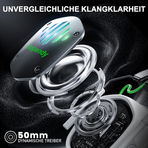 VK81 Wireless Gaming Headset für PS5, PS4, PC, Mac, Mobile, 2.4GHz &5.4 Bluetooth Gaming Kopfhörer Mit Noise Cancelling Mikrofon, 20ms Latenz, 3D Surround Sound, LED Licht, 50Hrs -Schwarz Bild 4