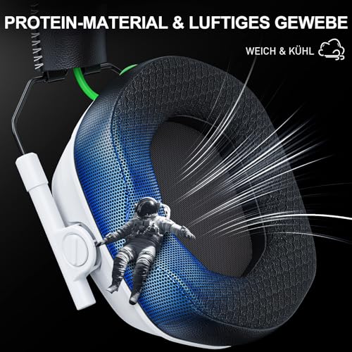 VK81 Wireless Gaming Headset für PS5, PS4, PC, Mac, Mobile, 2.4GHz &5.4 Bluetooth Gaming Kopfhörer Mit Noise Cancelling Mikrofon, 20ms Latenz, 3D Surround Sound, LED Licht, 50Hrs -Schwarz Bild 5