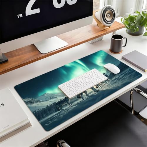 Gaming Mauspad XXL 1600x800x3mm Wolf Mousepad, Große Speed rutschfeste Schreibtischunterlage Tier Verbessert Präzision und Geschwindigkeit mit Stoßdämpfung für Tastatur und Maus Homeoffice xg-749 Bild 2