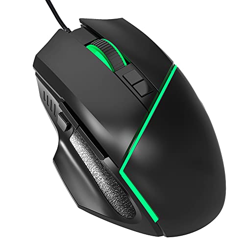 Kabelgebende Gaming-Maus mit Einstellbarer Empfindlichkeit von 6400 DPI, ergonomischem Design und 8 programmierbaren Tasten für PC-Spieler, USB-Plug-and-Play-Computermaus mit RGB-B Bild 1