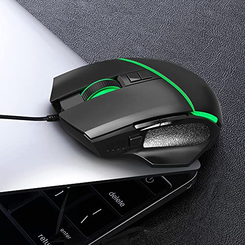Kabelgebende Gaming-Maus mit Einstellbarer Empfindlichkeit von 6400 DPI, ergonomischem Design und 8 programmierbaren Tasten für PC-Spieler, USB-Plug-and-Play-Computermaus mit RGB-B Bild 2