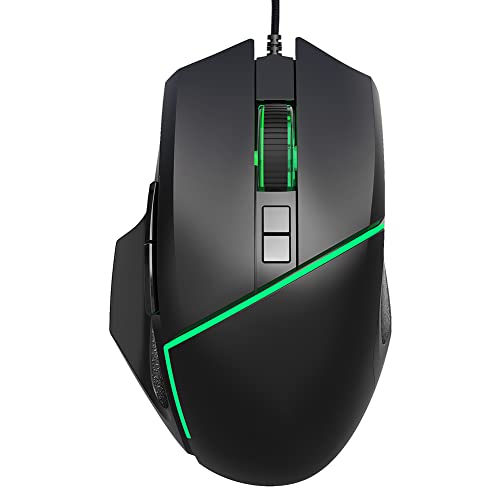 Kabelgebende Gaming-Maus mit Einstellbarer Empfindlichkeit von 6400 DPI, ergonomischem Design und 8 programmierbaren Tasten für PC-Spieler, USB-Plug-and-Play-Computermaus mit RGB-B Bild 3