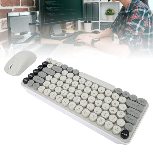 GOWENIC Kabelloses Tastatur-Maus-Set, Dual-Mode-Konnektivität, Komfortables Tastenkappen-Design, Stilvoll und Multi-System-Kompatibilität, für Farbenfrohes Gaming-Tippen Bild 6
