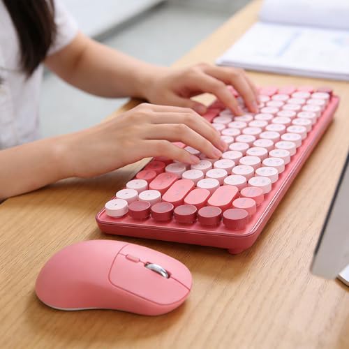 VBESTLIFE Kabellose Gaming-Tastatur und Maus-Kombination, 2,4 GHz Bluetooth Dual-Modus, 85 Tasten, Runde Tastenkappen, Tastatur-Maus für Laptop-PC-Computer Bild 4