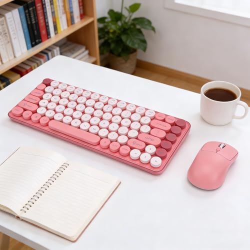 VBESTLIFE Kabellose Gaming-Tastatur und Maus-Kombination, 2,4 GHz Bluetooth Dual-Modus, 85 Tasten, Runde Tastenkappen, Tastatur-Maus für Laptop-PC-Computer Bild 5