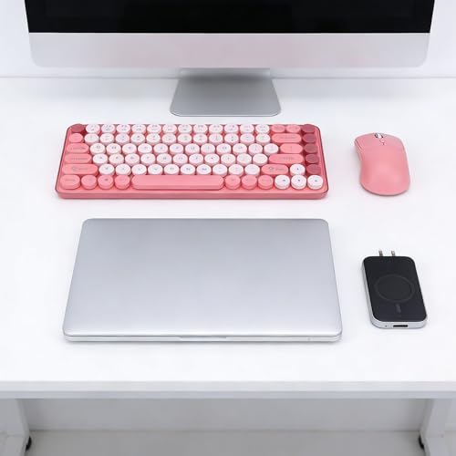 VBESTLIFE Kabellose Gaming-Tastatur und Maus-Kombination, 2,4 GHz Bluetooth Dual-Modus, 85 Tasten, Runde Tastenkappen, Tastatur-Maus für Laptop-PC-Computer Bild 6