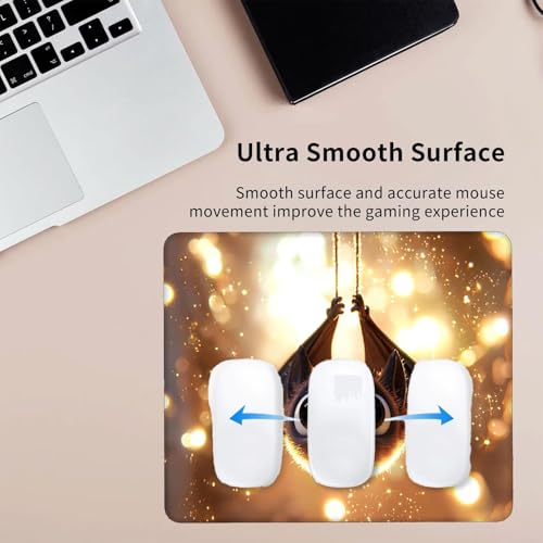 Kleines Mauspad 24 x 20 cm Gaming Mousepad, mit Rutschfester Gummiunterseite, Wasserdichtes Mini-Mauspad für Damen, Herren, Kabellose Maus Laptops, Zuhause, Büro, Reisen, niedlich Fledermaus Z-451 Bild 3