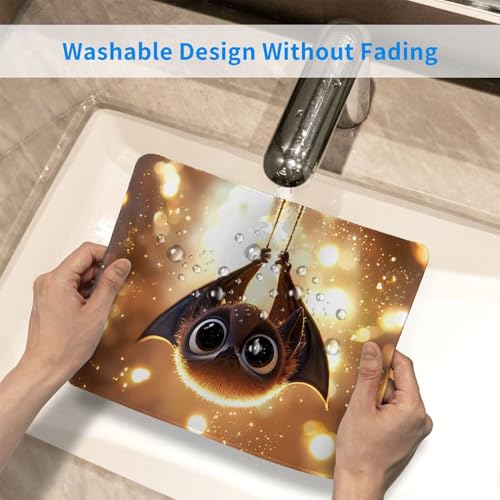 Kleines Mauspad 24 x 20 cm Gaming Mousepad, mit Rutschfester Gummiunterseite, Wasserdichtes Mini-Mauspad für Damen, Herren, Kabellose Maus Laptops, Zuhause, Büro, Reisen, niedlich Fledermaus Z-451 Bild 5