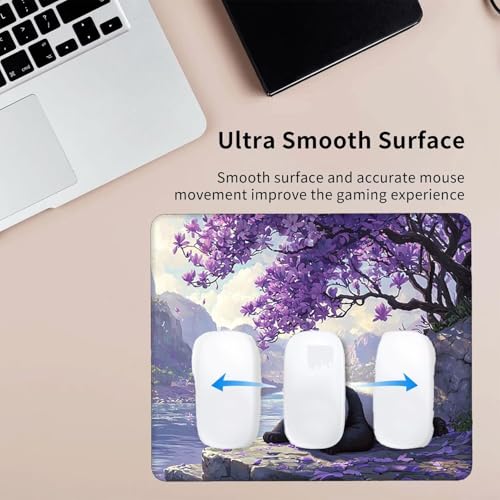 Kleines Mauspad 30 x 25 cm Gaming Mousepad, mit Rutschfester Gummiunterseite, Wasserdichtes Mini-Mauspad für Damen, Herren, Kabellose Maus Laptops, Zuhause, Büro, Reisen, niedliche Panda Z-470 Bild 3