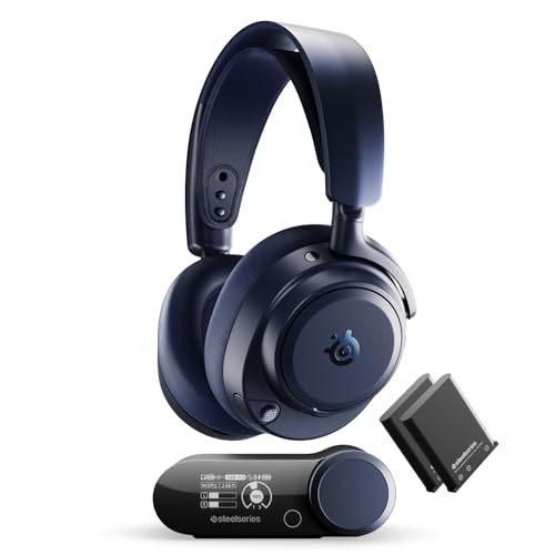 SteelSeries Arctis Nova Pro Omni – Hi‑Res-Wireless Gaming-Headset, 96 kHz/24 Bit, ANC, ClearCast Pro-Mic, KI-Geräuschunterdrückung, Mobile App, Mix 2,4 GHz + BT, OmniPlay PC+PS5+Xbox – Midnight Blue Bild 1
