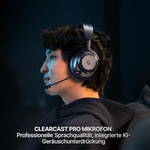 SteelSeries Arctis Nova Pro Omni – Hi‑Res-Wireless Gaming-Headset, 96 kHz/24 Bit, ANC, ClearCast Pro-Mic, KI-Geräuschunterdrückung, Mobile App, Mix 2,4 GHz + BT, OmniPlay PC+PS5+Xbox – Midnight Blue Bild 4