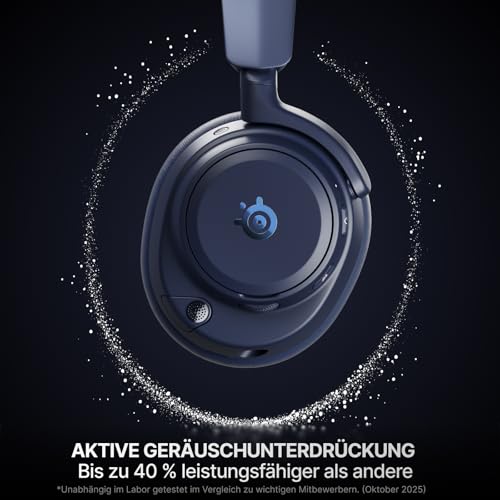 SteelSeries Arctis Nova Pro Omni – Hi‑Res-Wireless Gaming-Headset, 96 kHz/24 Bit, ANC, ClearCast Pro-Mic, KI-Geräuschunterdrückung, Mobile App, Mix 2,4 GHz + BT, OmniPlay PC+PS5+Xbox – Midnight Blue Bild 5
