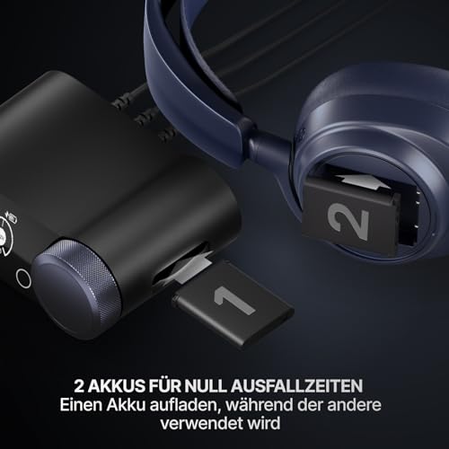 SteelSeries Arctis Nova Pro Omni – Hi‑Res-Wireless Gaming-Headset, 96 kHz/24 Bit, ANC, ClearCast Pro-Mic, KI-Geräuschunterdrückung, Mobile App, Mix 2,4 GHz + BT, OmniPlay PC+PS5+Xbox – Midnight Blue Bild 6
