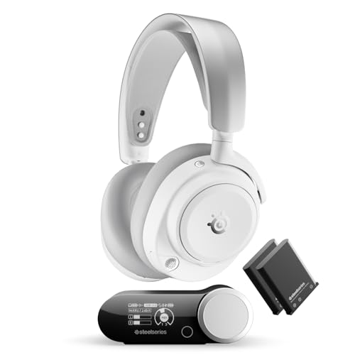 SteelSeries Arctis Nova Pro Omni – Hi‑Res-Wireless Gaming-Headset, 96 kHz/24 Bit, ANC, ClearCast Pro-Mic, KI-Geräuschunterdrückung, Mobile App, Mix 2,4 GHz + BT, OmniPlay PC+PS5+Xbox – Weiß Bild 1
