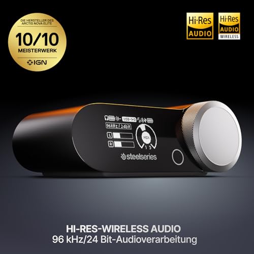 SteelSeries Arctis Nova Pro Omni – Hi‑Res-Wireless Gaming-Headset, 96 kHz/24 Bit, ANC, ClearCast Pro-Mic, KI-Geräuschunterdrückung, Mobile App, Mix 2,4 GHz + BT, OmniPlay PC+PS5+Xbox – Weiß Bild 2
