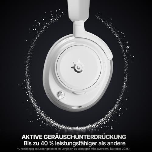 SteelSeries Arctis Nova Pro Omni – Hi‑Res-Wireless Gaming-Headset, 96 kHz/24 Bit, ANC, ClearCast Pro-Mic, KI-Geräuschunterdrückung, Mobile App, Mix 2,4 GHz + BT, OmniPlay PC+PS5+Xbox – Weiß Bild 5