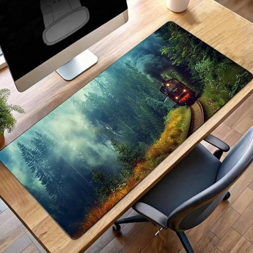 Mauspad XXL 1400x600x3mm Gaming Mousepad mit Vernähte Kanten - rutschfest Mouse Pad - für PC mit Glatter Oberfläche Mauspad, Mousepad Landschaft Blau, Maus Pad für alle Maustypen PjY14958 I-7 Bild 1