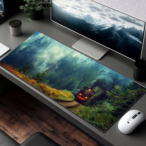 Mauspad XXL 1400x600x3mm Gaming Mousepad mit Vernähte Kanten - rutschfest Mouse Pad - für PC mit Glatter Oberfläche Mauspad, Mousepad Landschaft Blau, Maus Pad für alle Maustypen PjY14958 I-7 Bild 3