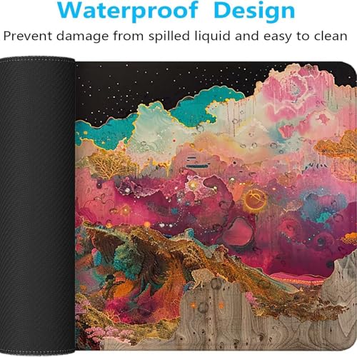 Mauspad XXL 140 x 60cm Gaming Mousepad mit Vernähte Kanten - rutschfest Mouse Pad - für PC mit Glatter Oberfläche Mauspad, Mousepad Rosa Landschaft, Maus Pad für alle Maustypen PjY14442 D-C Bild 5