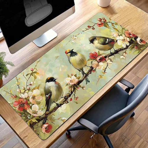 Mauspad XXL 1400x600x3 mm Gaming Mousepad mit Vernähte Kanten - rutschfest Mouse Pad - für PC mit Glatter Oberfläche Mauspad, Mousepad Gelb Vogel, Maus Pad für alle Maustypen PjY13554 O-R Bild 1