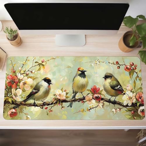 Mauspad XXL 1400x600x3 mm Gaming Mousepad mit Vernähte Kanten - rutschfest Mouse Pad - für PC mit Glatter Oberfläche Mauspad, Mousepad Gelb Vogel, Maus Pad für alle Maustypen PjY13554 O-R Bild 2