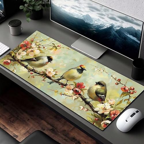 Mauspad XXL 1400x600x3 mm Gaming Mousepad mit Vernähte Kanten - rutschfest Mouse Pad - für PC mit Glatter Oberfläche Mauspad, Mousepad Gelb Vogel, Maus Pad für alle Maustypen PjY13554 O-R Bild 3