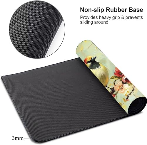 Mauspad XXL 1400x600x3 mm Gaming Mousepad mit Vernähte Kanten - rutschfest Mouse Pad - für PC mit Glatter Oberfläche Mauspad, Mousepad Gelb Vogel, Maus Pad für alle Maustypen PjY13554 O-R Bild 4