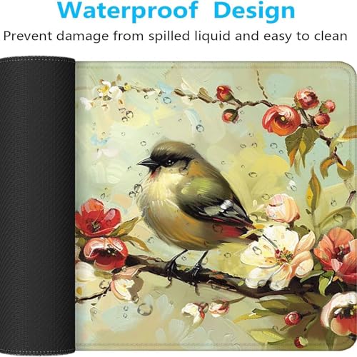 Mauspad XXL 1400x600x3 mm Gaming Mousepad mit Vernähte Kanten - rutschfest Mouse Pad - für PC mit Glatter Oberfläche Mauspad, Mousepad Gelb Vogel, Maus Pad für alle Maustypen PjY13554 O-R Bild 5