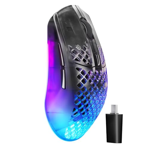 SteelSeries Aerox 3 Wireless Gen 2 – Ultraleichte 68-g-Gaming-Maus, 4K-Polling, 26K-DPI-Optiksensor, 200 Std. Akkulaufzeit, IP54, 80 Mio. Klicks, RGB, Gleitfüße aus reinem PTFE, Shadow Bild 1