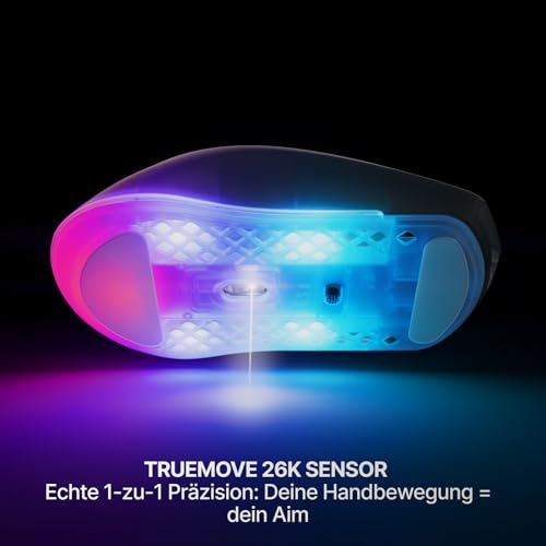 SteelSeries Aerox 3 Wireless Gen 2 – Ultraleichte 68-g-Gaming-Maus, 4K-Polling, 26K-DPI-Optiksensor, 200 Std. Akkulaufzeit, IP54, 80 Mio. Klicks, RGB, Gleitfüße aus reinem PTFE, Shadow Bild 5
