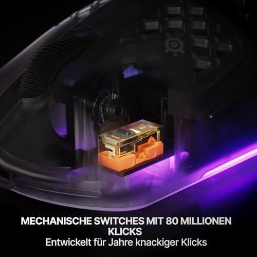 SteelSeries Aerox 3 Wireless Gen 2 – Ultraleichte 68-g-Gaming-Maus, 4K-Polling, 26K-DPI-Optiksensor, 200 Std. Akkulaufzeit, IP54, 80 Mio. Klicks, RGB, Gleitfüße aus reinem PTFE, Shadow Bild 6