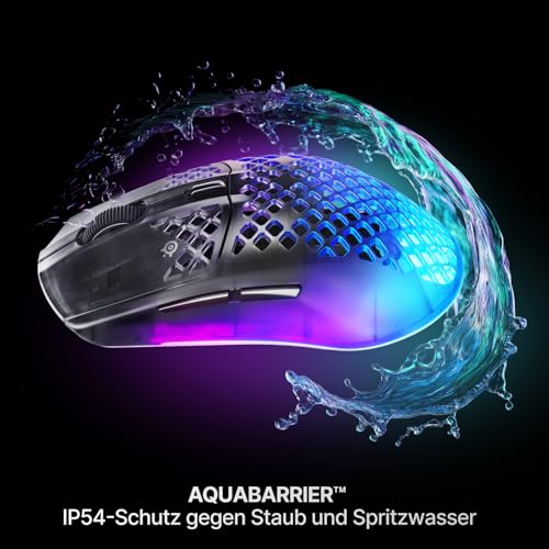 SteelSeries Aerox 3 Wireless Gen 2 – Ultraleichte 68-g-Gaming-Maus, 4K-Polling, 26K-DPI-Optiksensor, 200 Std. Akkulaufzeit, IP54, 80 Mio. Klicks, RGB, Gleitfüße aus reinem PTFE, Shadow Bild 7