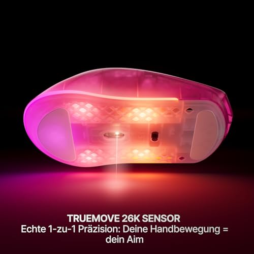 SteelSeries Aerox 3 Wireless Gen 2 – Ultraleichte 68-g-Gaming-Maus, 4K-Polling, 26K-DPI-Optiksensor, 200 Std. Akkulaufzeit, IP54, 80 Mio. Klicks, RGB, Gleitfüße aus reinem PTFE, Magenta Bild 5