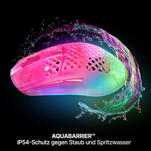 SteelSeries Aerox 3 Wireless Gen 2 – Ultraleichte 68-g-Gaming-Maus, 4K-Polling, 26K-DPI-Optiksensor, 200 Std. Akkulaufzeit, IP54, 80 Mio. Klicks, RGB, Gleitfüße aus reinem PTFE, Magenta Bild 7