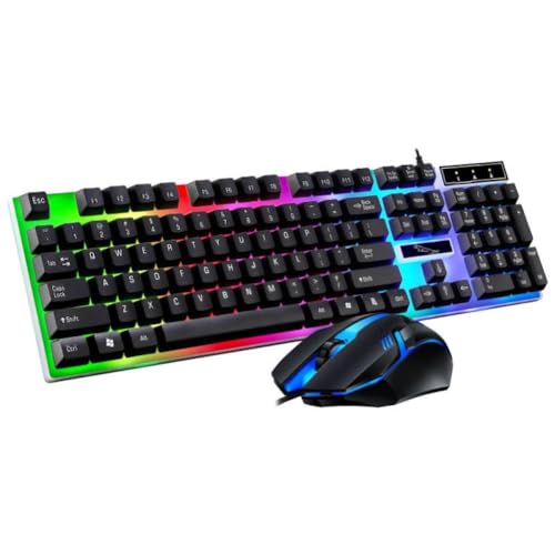 RGB LED 104 Tasten kabelgebundenes Gaming-Tastatur- und Maus-Kombi-Set, kompatibel mit Notebook, Laptop, Desktop-PC, Tablet(Black) Bild 1