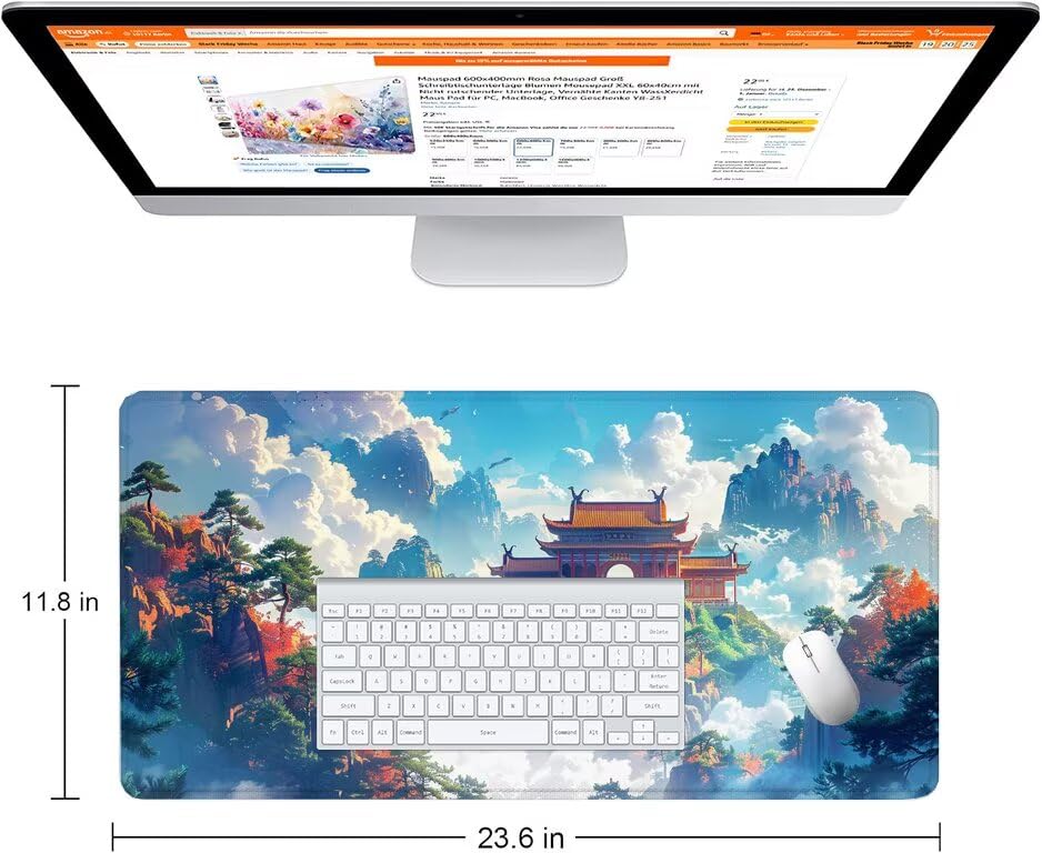 Schreibtischunterlage Blau Mauspad XXL 150x80cm Mousepad Palast Gaming Mauspad mit Nicht rutschender Unterlage, Vernähte Kanten WassXerdicht Anti-Rutsch Maus Pad für Laptop, Office Geschenke F0-746 Bild 2