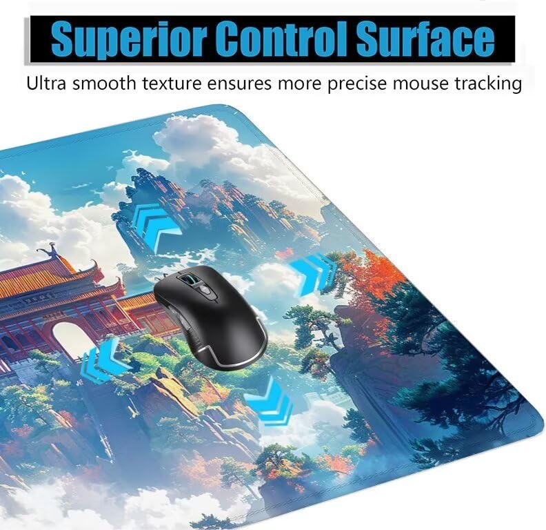 Schreibtischunterlage Blau Mauspad XXL 150x80cm Mousepad Palast Gaming Mauspad mit Nicht rutschender Unterlage, Vernähte Kanten WassXerdicht Anti-Rutsch Maus Pad für Laptop, Office Geschenke F0-746 Bild 5