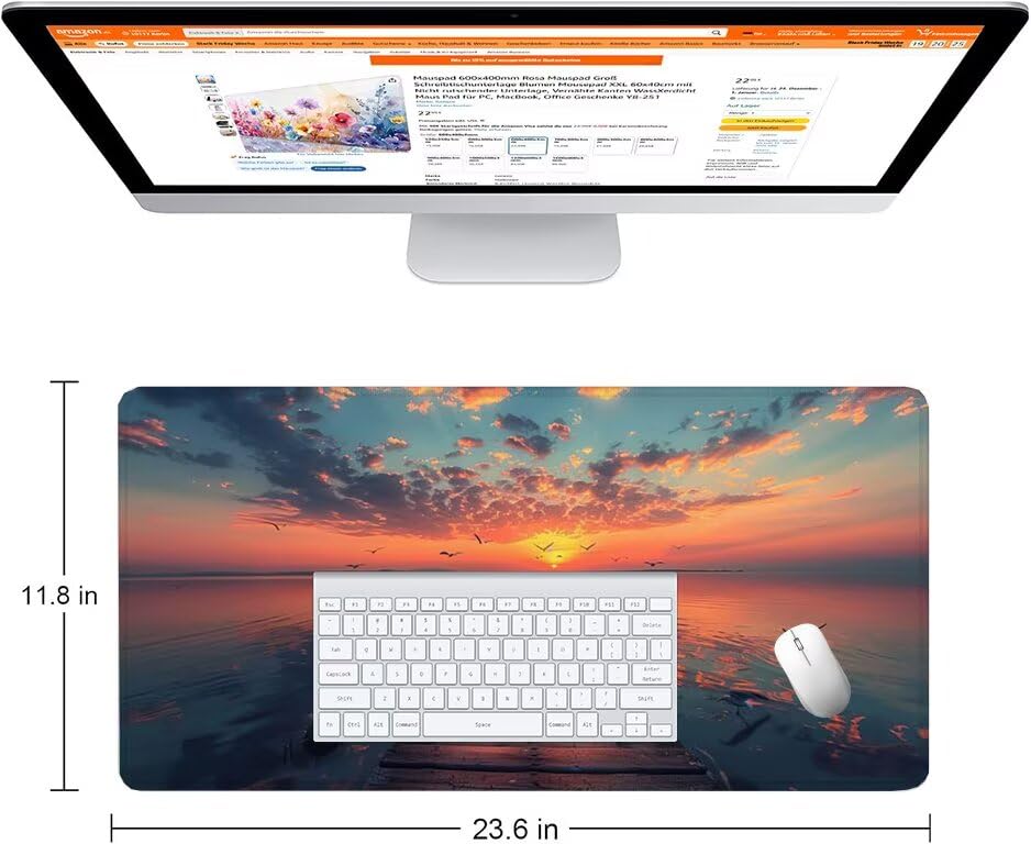 Schreibtischunterlage Taube Mauspad XXL 150x80cm Mousepad Pier Gaming Mauspad mit Nicht rutschender Unterlage, Vernähte Kanten WassXerdicht Anti-Rutsch Maus Pad für Laptop, Office Geschenke F0-743 Bild 2