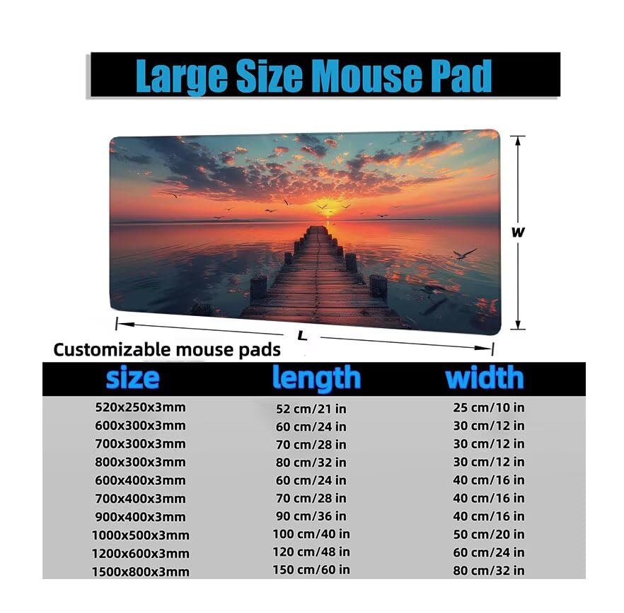 Schreibtischunterlage Taube Mauspad XXL 150x80cm Mousepad Pier Gaming Mauspad mit Nicht rutschender Unterlage, Vernähte Kanten WassXerdicht Anti-Rutsch Maus Pad für Laptop, Office Geschenke F0-743 Bild 6