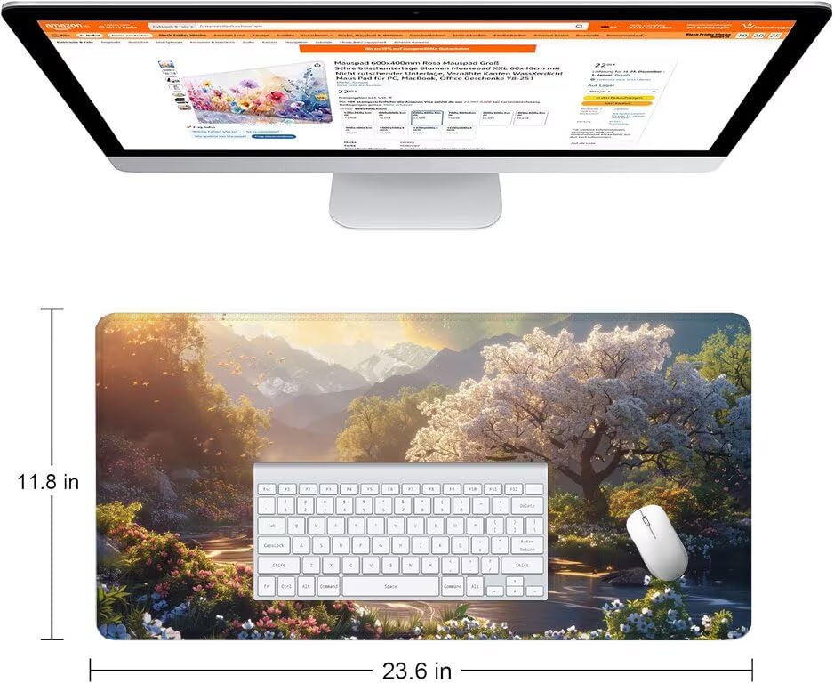 Schreibtischunterlage Baum Mauspad XXL 150x80cm Mousepad Landschaft Gaming Mauspad mit Nicht rutschender Unterlage, Vernähte Kanten WassXerdicht Anti-Rutsch Maus Pad für PC, MacBook, Laptop F0-752 Bild 2