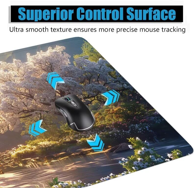 Schreibtischunterlage Baum Mauspad XXL 150x80cm Mousepad Landschaft Gaming Mauspad mit Nicht rutschender Unterlage, Vernähte Kanten WassXerdicht Anti-Rutsch Maus Pad für PC, MacBook, Laptop F0-752 Bild 5