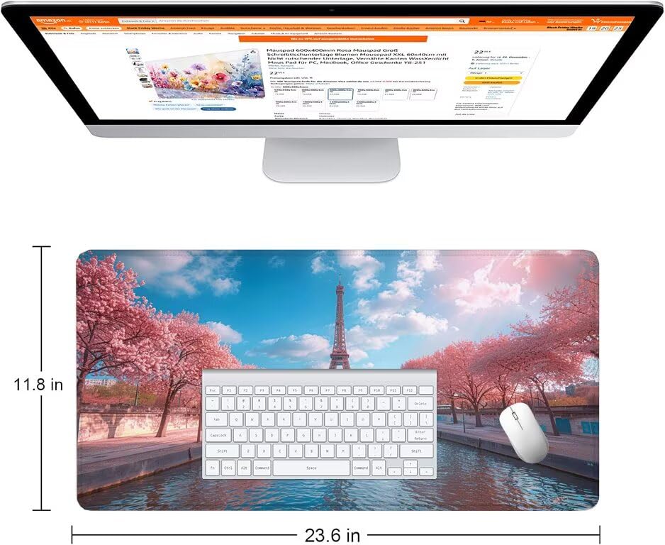 Schreibtischunterlage Paris Mauspad XXL 150x80cm Mousepad Turm Gaming Mauspad mit Nicht rutschender Unterlage, Vernähte Kanten WassXerdicht Anti-Rutsch Maus Pad für Laptop, Office Geschenke F0-758 Bild 2