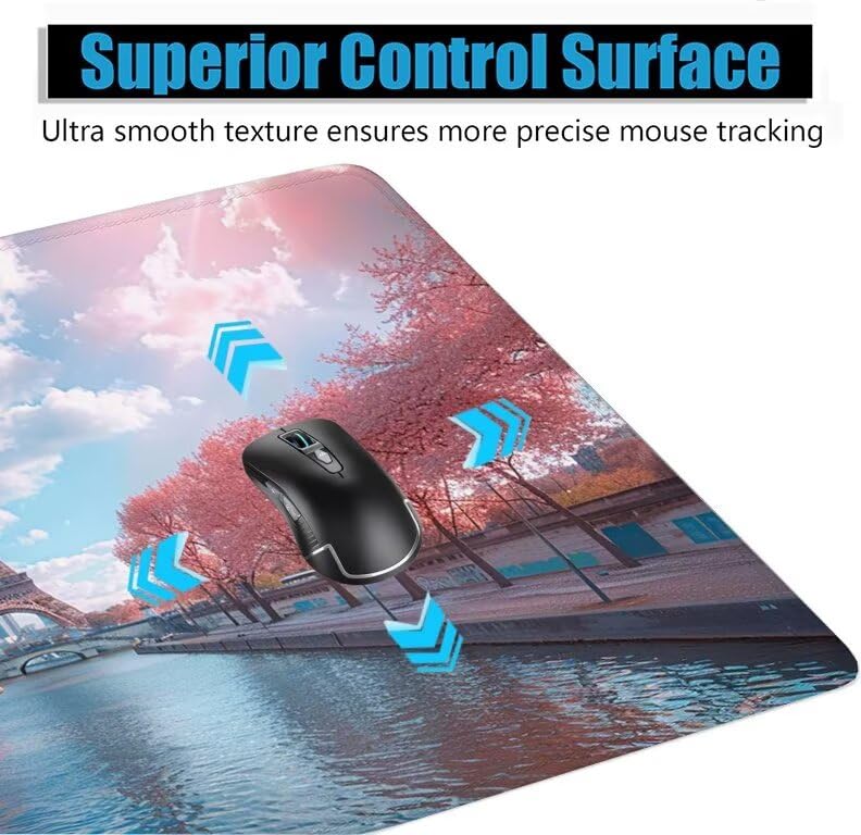 Schreibtischunterlage Paris Mauspad XXL 150x80cm Mousepad Turm Gaming Mauspad mit Nicht rutschender Unterlage, Vernähte Kanten WassXerdicht Anti-Rutsch Maus Pad für Laptop, Office Geschenke F0-758 Bild 5