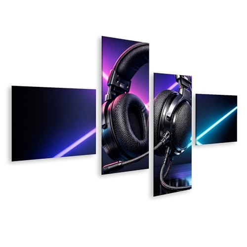 islandburner Bild auf Leinwand Futuristisches Gaming-Headset mit Neonlicht-Akzenten - 4-teilig - Edition X1 Bild 1